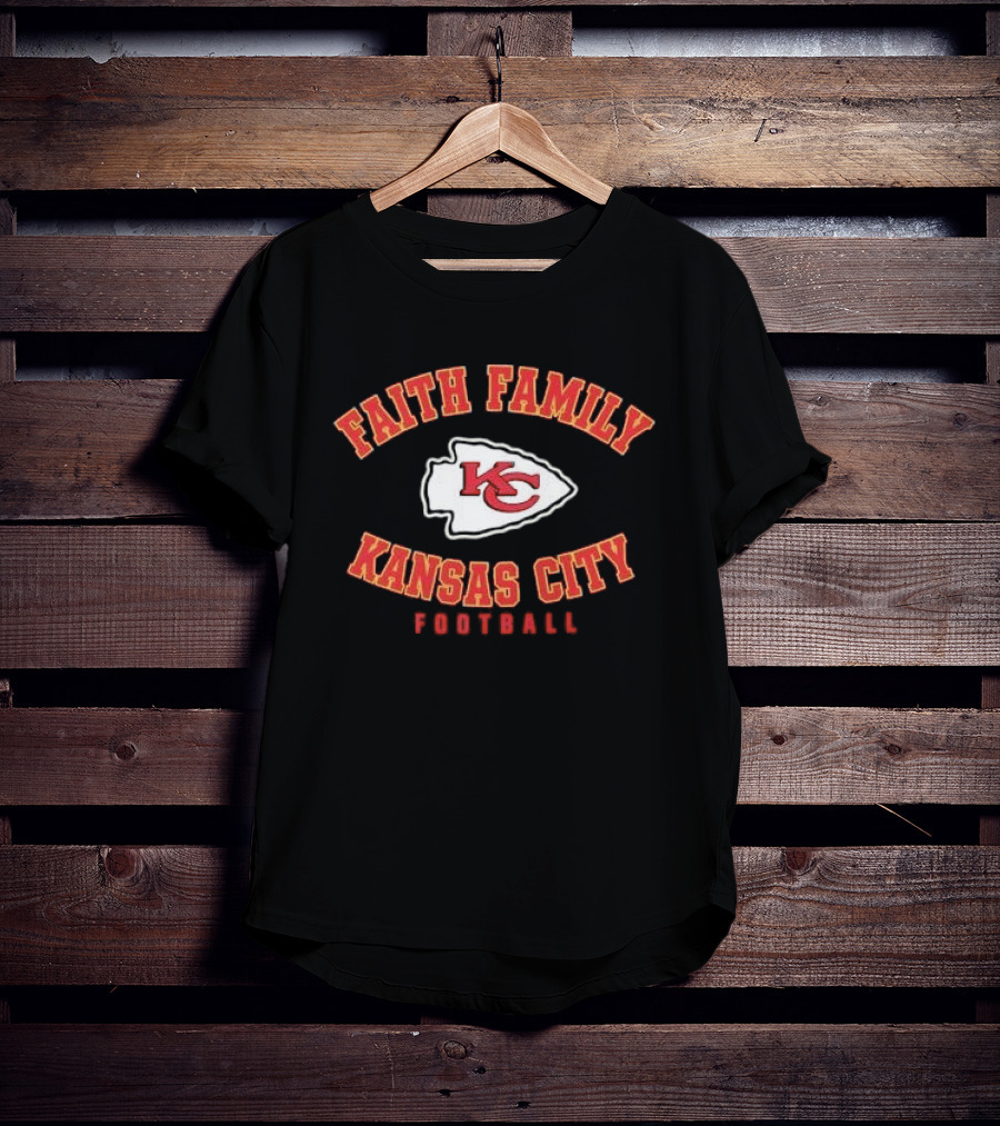 Kansas City Chiefs Faith Family Football KC Arrowhead Patch T-Shirt