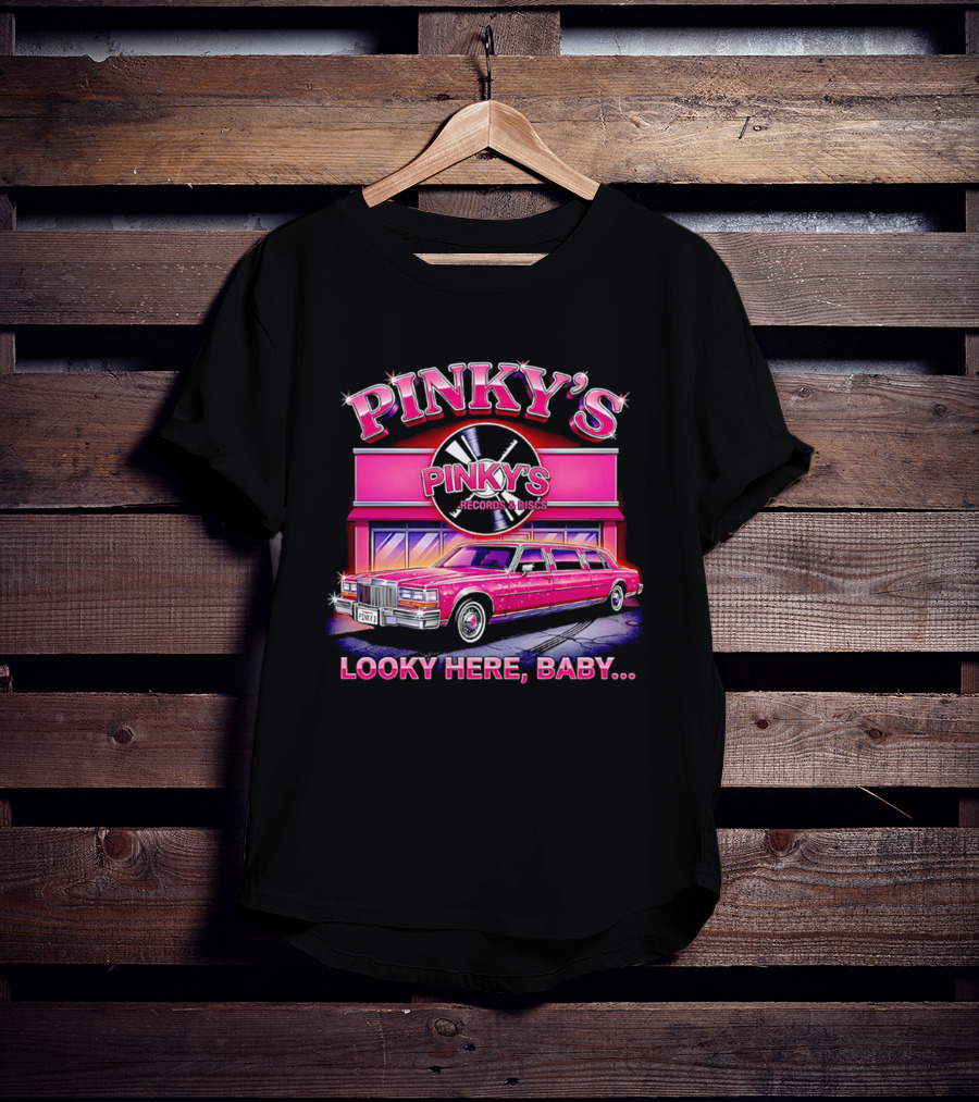 Pinky's Records And Discs Pink Limousine Looky Here Baby T-Shirt