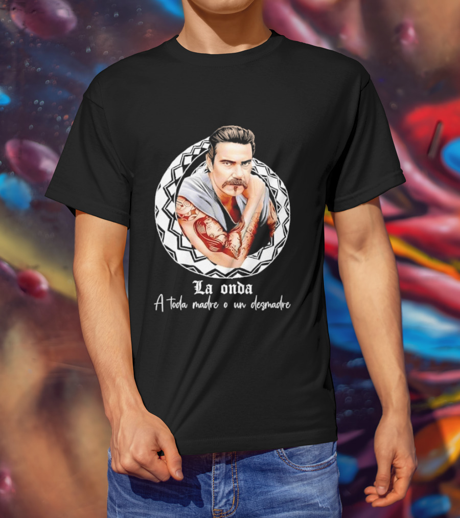 La Onda A Toda Madre O Un Desmadre Tattooed Man Mustache Geometric T-Shirt