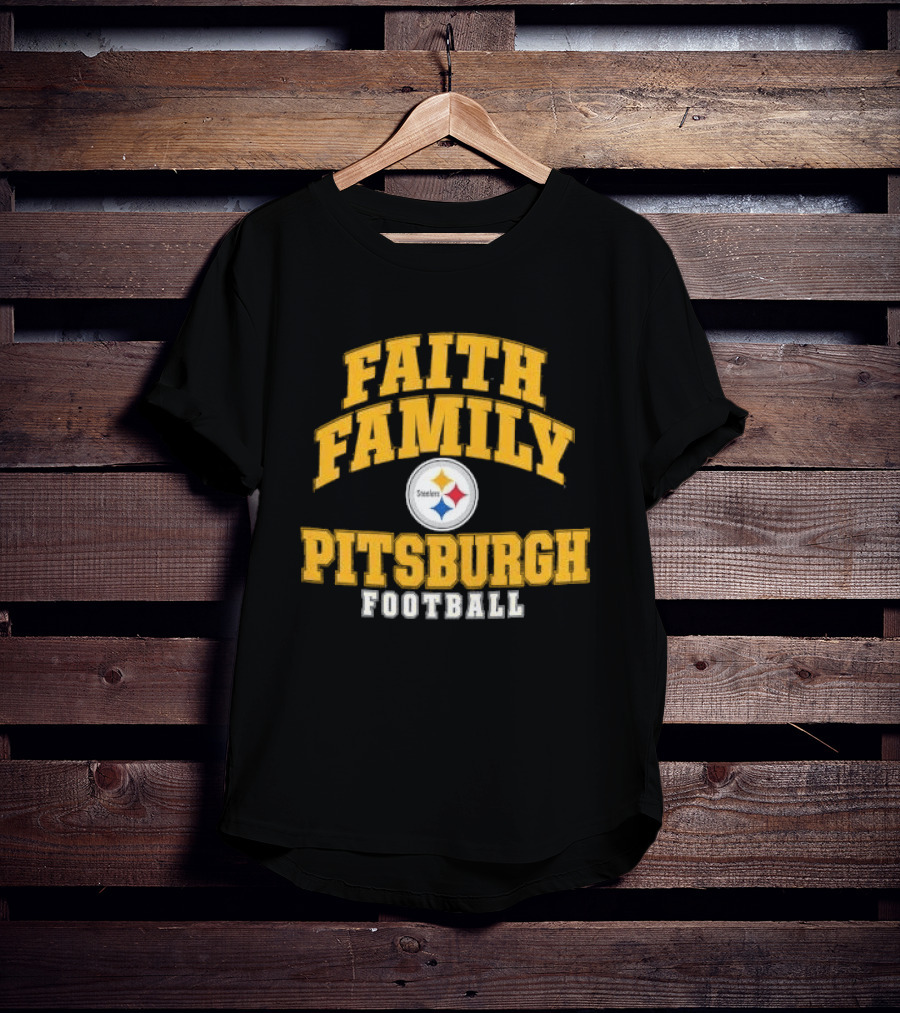 Pittsburgh Steelers Faith Family Football Team Yellow Arched T-Shirt