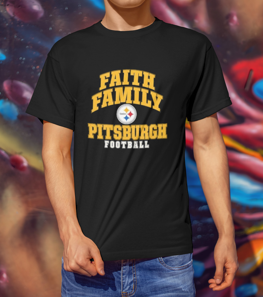 Pittsburgh Steelers Faith Family Football Team Yellow Arched T-Shirt