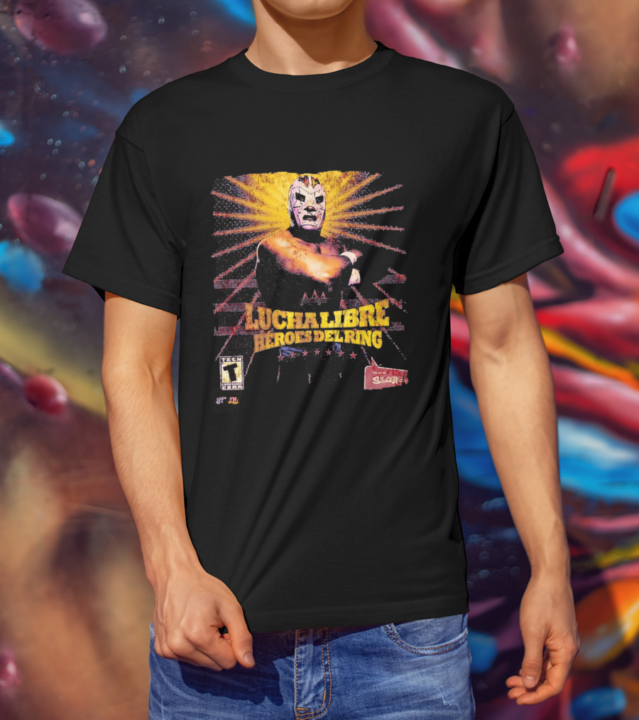 Lucha Libre Héroes Del Ring Masked Wrestler Starburst T-Shirt