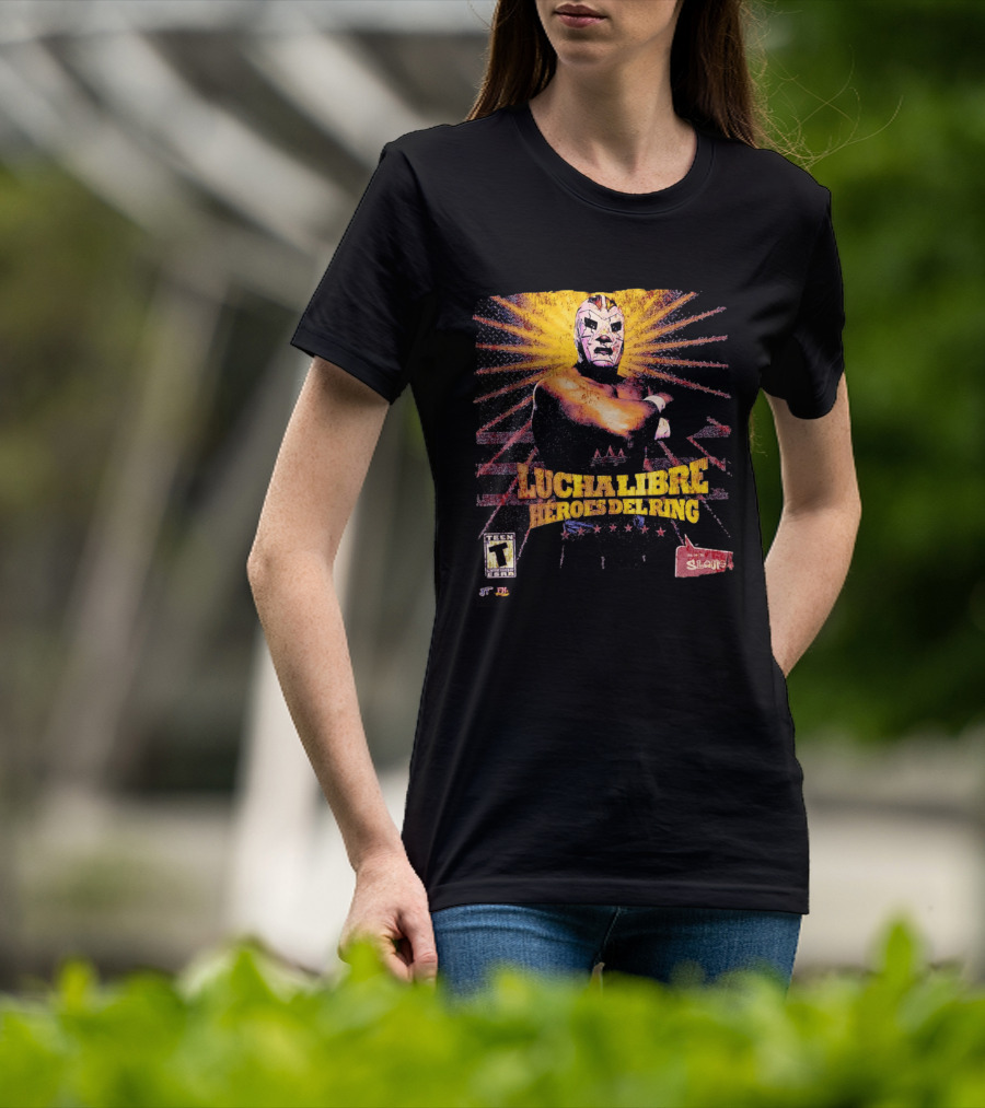 Lucha Libre Héroes Del Ring Masked Wrestler Starburst T-Shirt