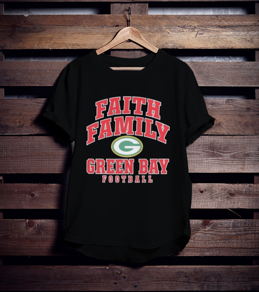 Faith Family Green Bay Football Oval G Distressed T-Shirt
