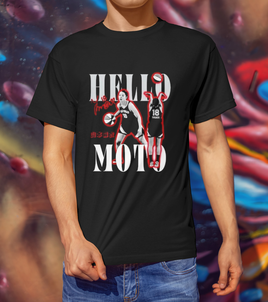 Hello Moto Mai Yamamoto Basketball 18 Red Glow Dribbling Shooting T-Shirt
