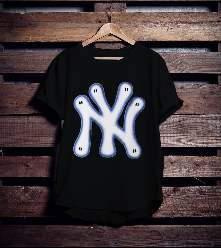 NY Yankees Wash Ghost Airbrush Logo Ghostly NY Yankees T-Shirt