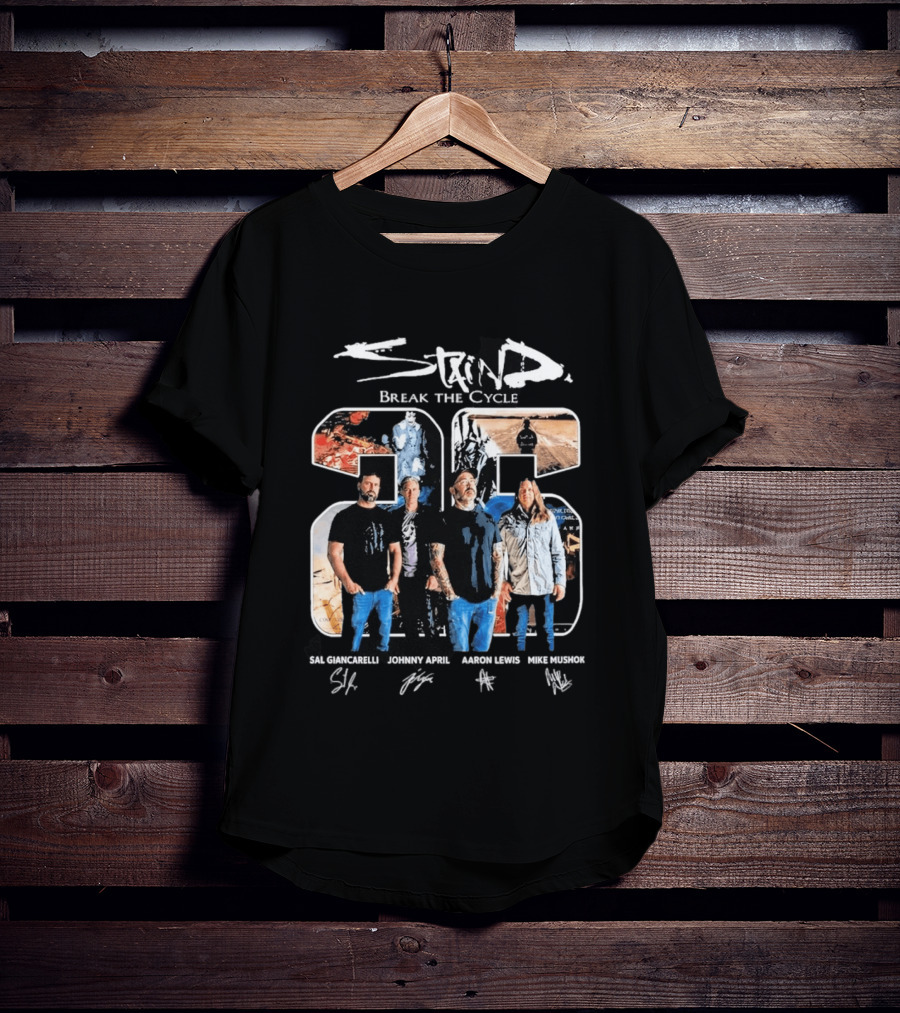 Staind Break The Cycle 23 Sal Giancarelli Johnny April Aaron Lewis Mike Mushok Signatures Rock Band T-Shirt