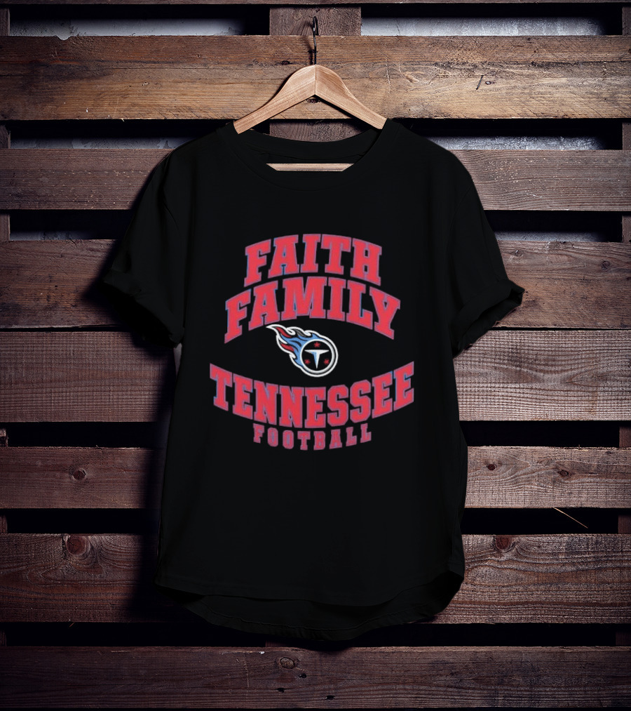 Faith Family Tennessee Football Arched Design With Fireball T-Shirt