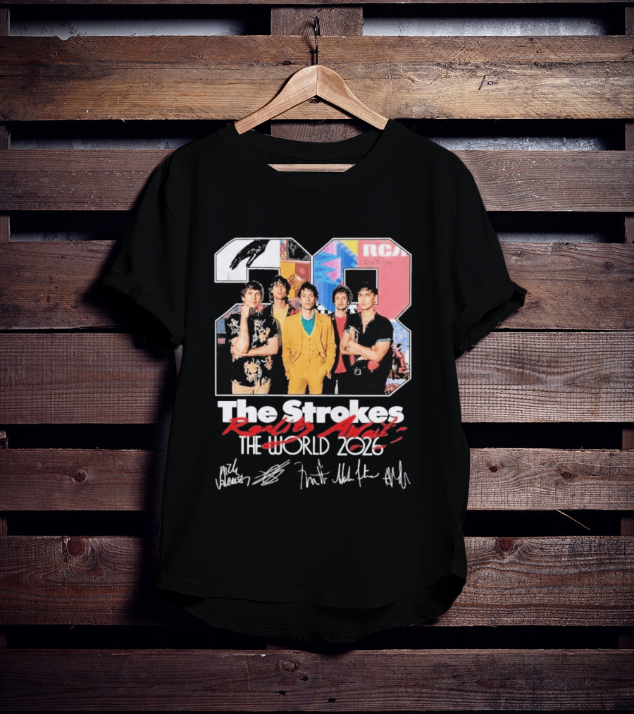 The Strokes Reality Awaits 2026 Tour RCA Vintage Band Signatures T-Shirt