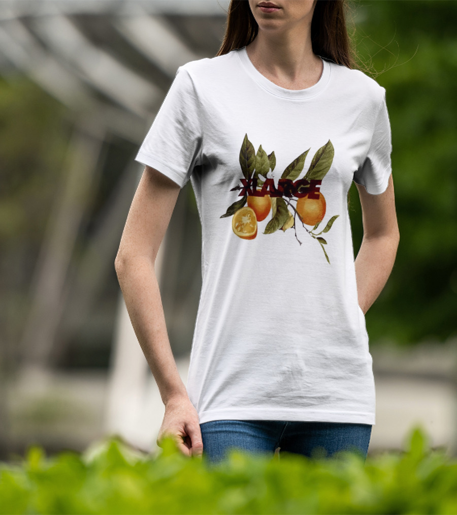 Xlarge Watercolor Oranges Citrus Branch Leaves Slice T-Shirt