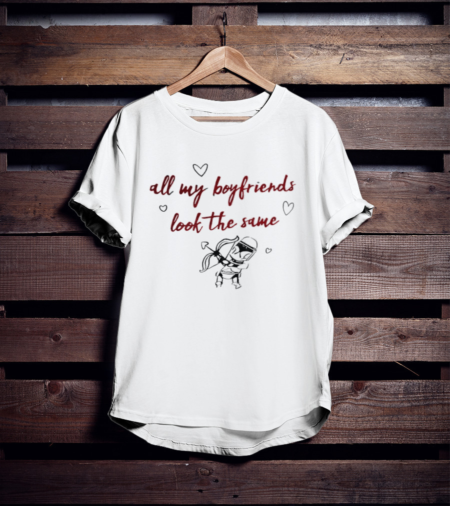All My Boyfriends Look The Same Cartoon Clone Trooper Cupid Bow Hearts T-Shirt