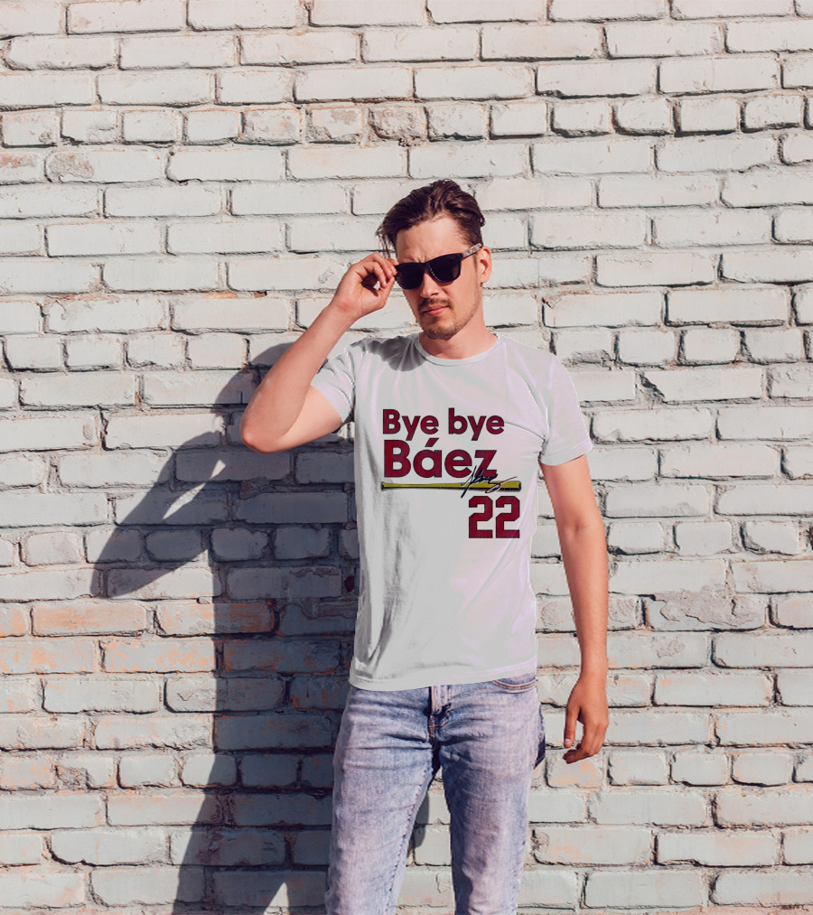 Bye Bye Báez 22 Yellow Gold Baseball Bat Player T-Shirt