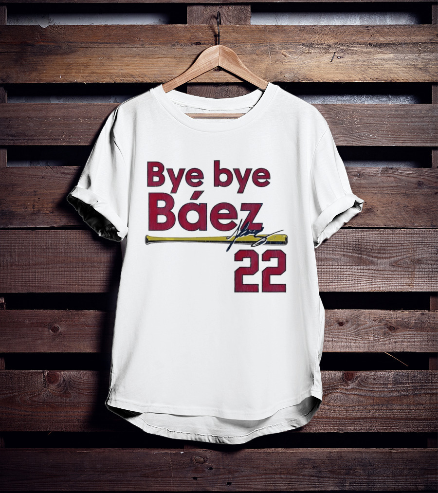 Bye Bye Báez 22 Yellow Gold Baseball Bat Player T-Shirt