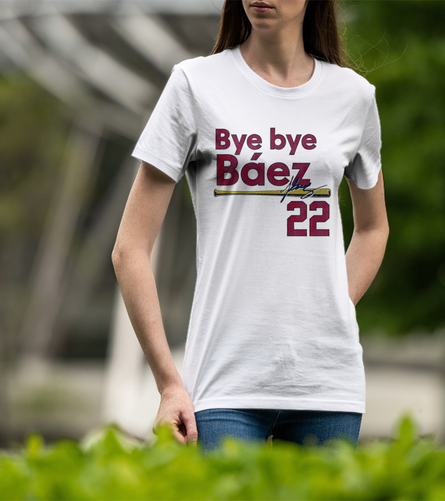 Bye Bye Báez 22 Yellow Gold Baseball Bat Player T-Shirt