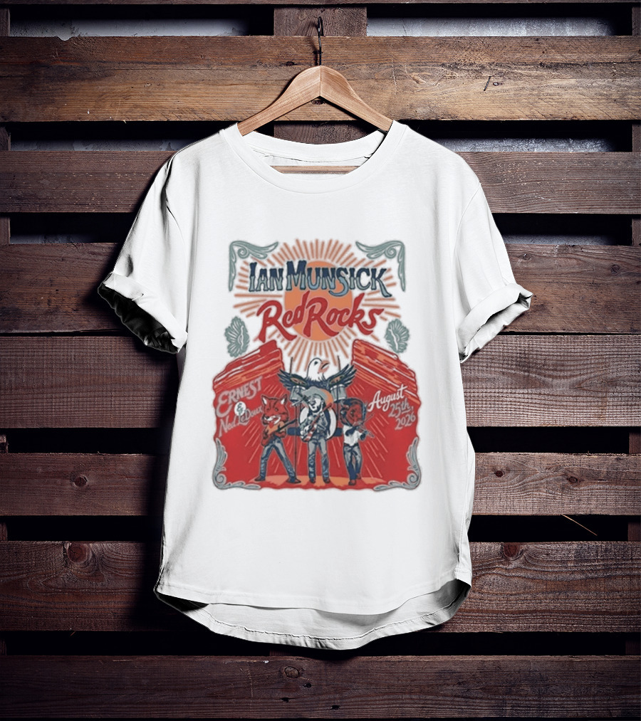 Ian Munsick Red Rocks Morrison CO 08 25 2026 Live Tour Featuring Ernest Neon Dreams T-Shirt
