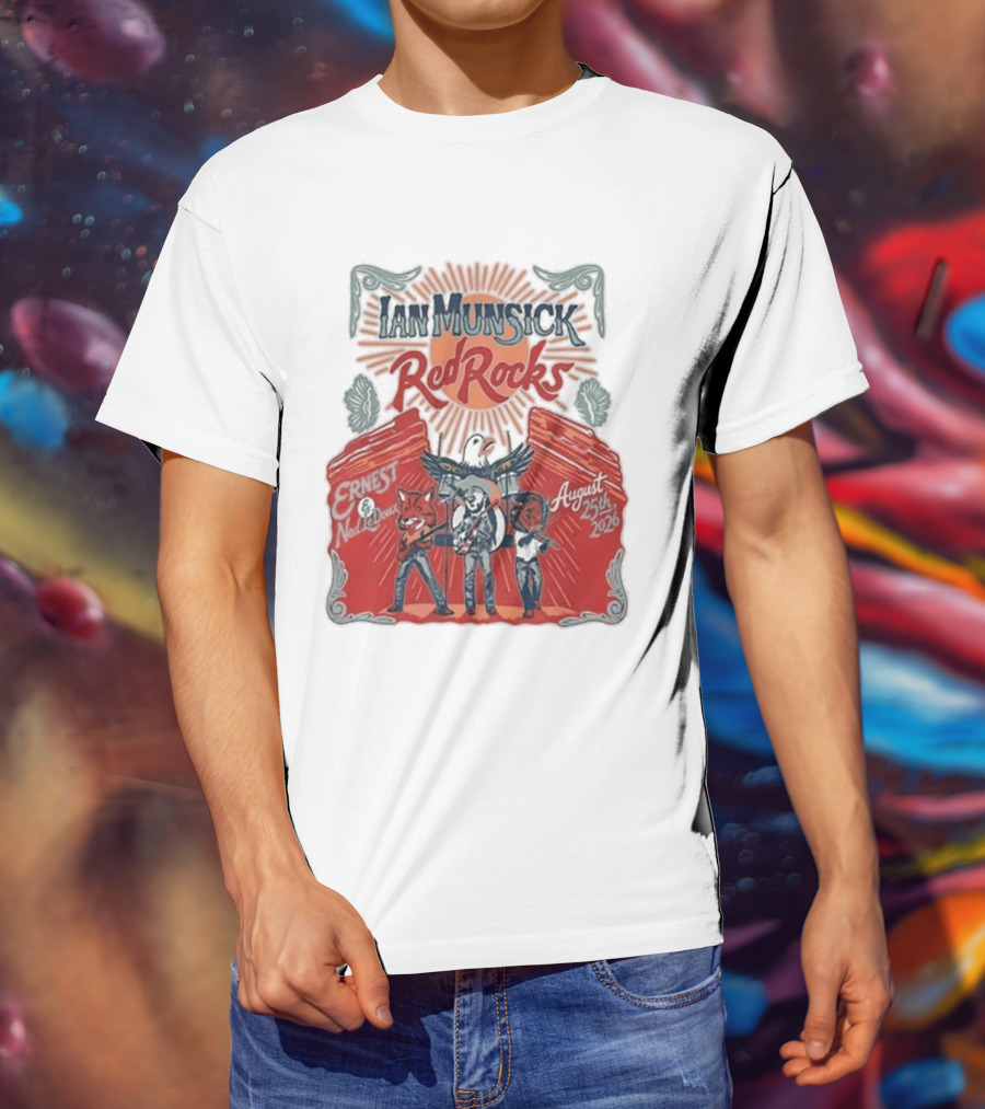 Ian Munsick Red Rocks Morrison CO 08 25 2026 Live Tour Featuring Ernest Neon Dreams T-Shirt