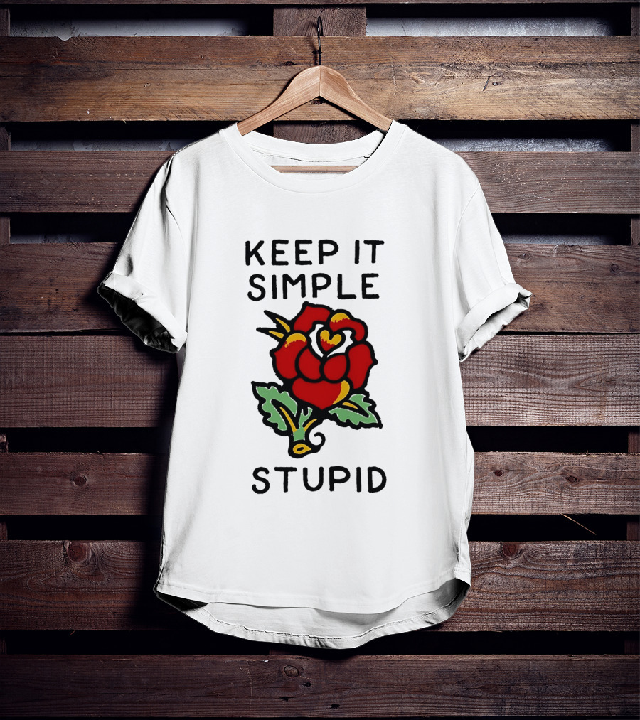 Keep It Simple Stupid Red Rose Kiss Minimalist T-Shirt