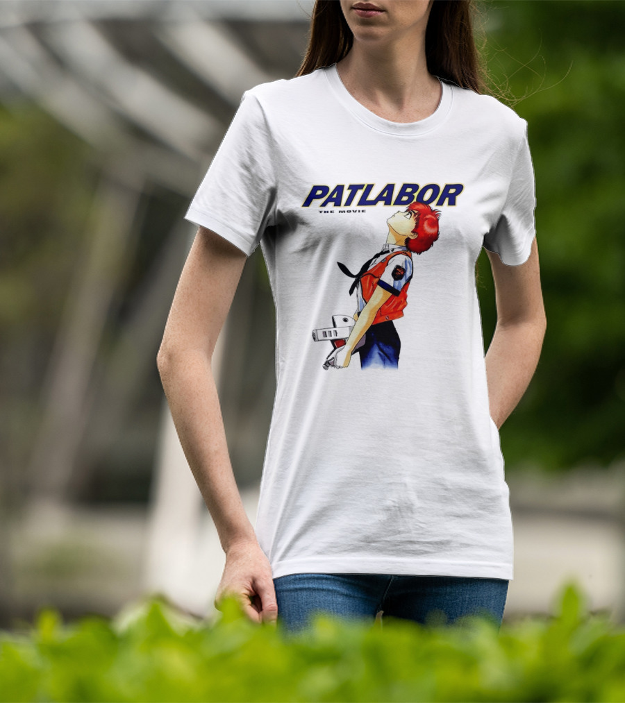 Patlabor The Movie Anime Girl Holding Helmet Looking Up T-Shirt