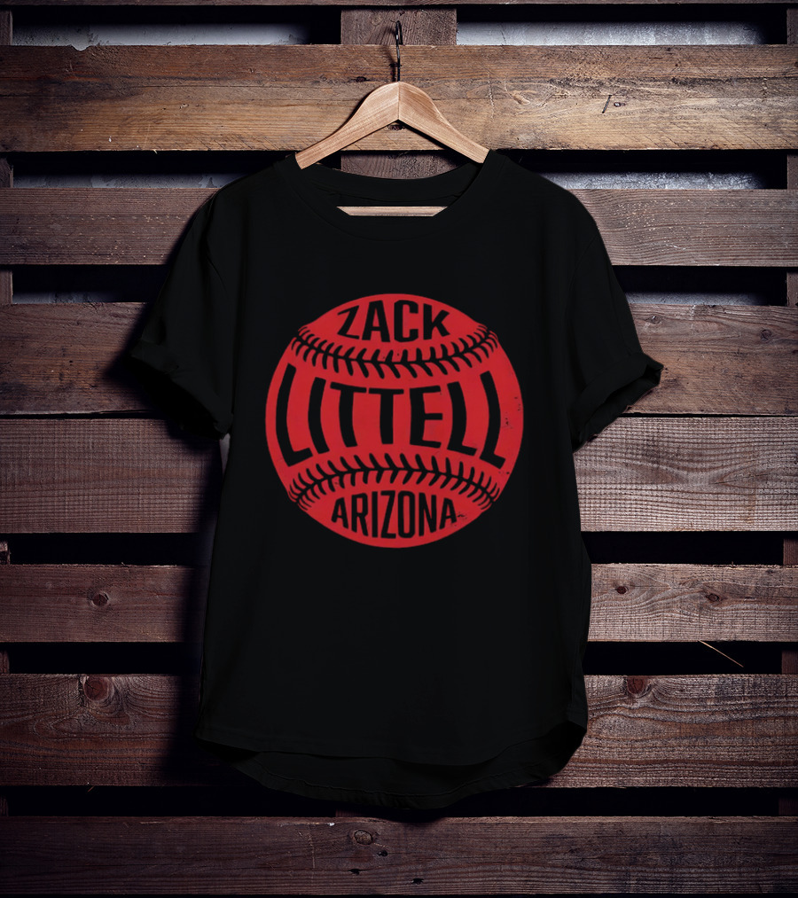 Zack Littell Arizona Distressed Red Baseball Seams T-Shirt