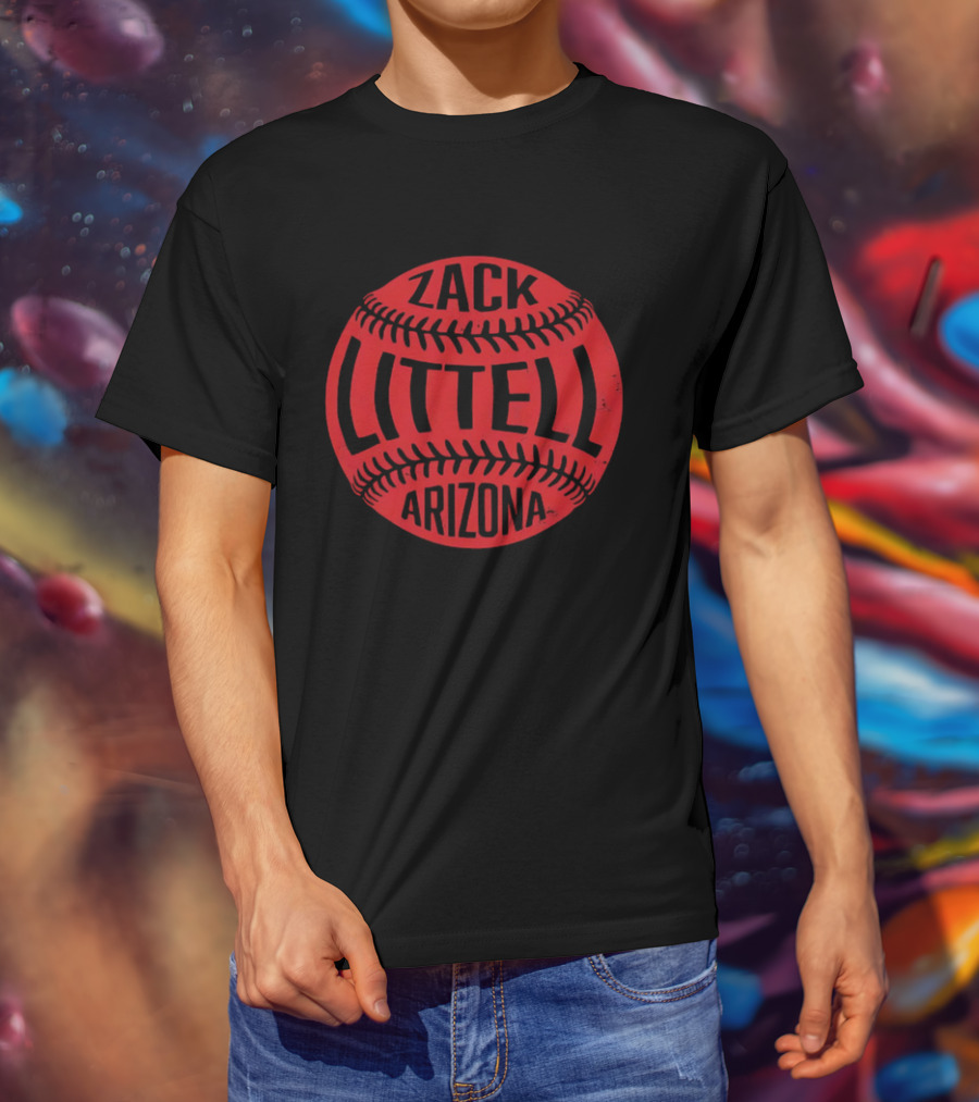 Zack Littell Arizona Distressed Red Baseball Seams T-Shirt