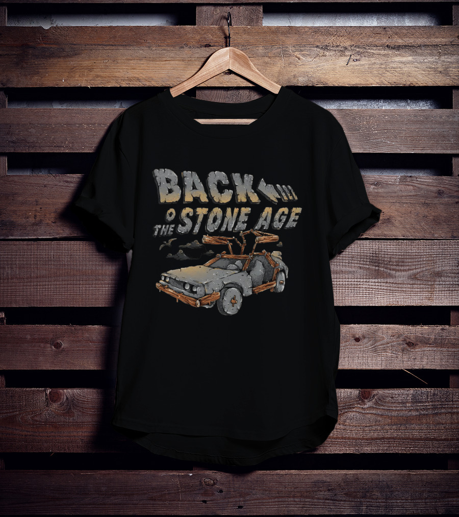 Back To The Stone Age Car Stone Age Style Time Travel Caveman T-Shirt