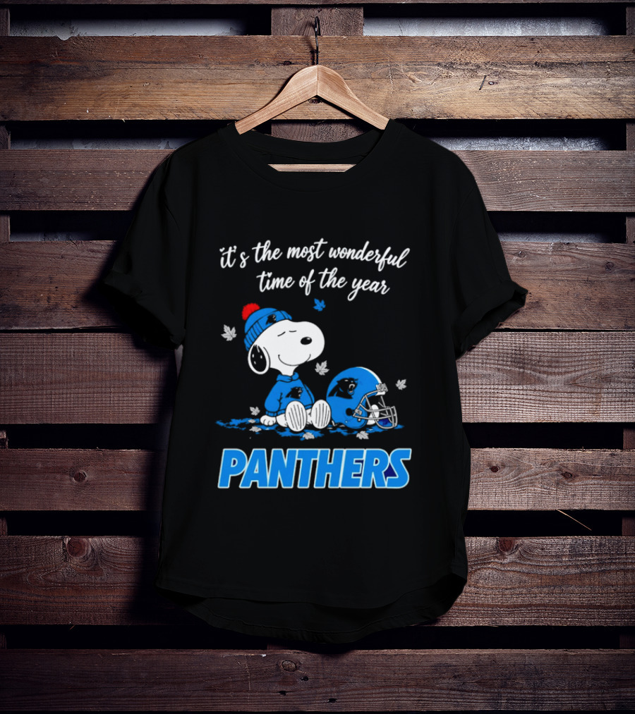 Panthers It's The Most Wonderful Time Of The Year Cartoon Snoopy Beanie Helmet T-Shirt