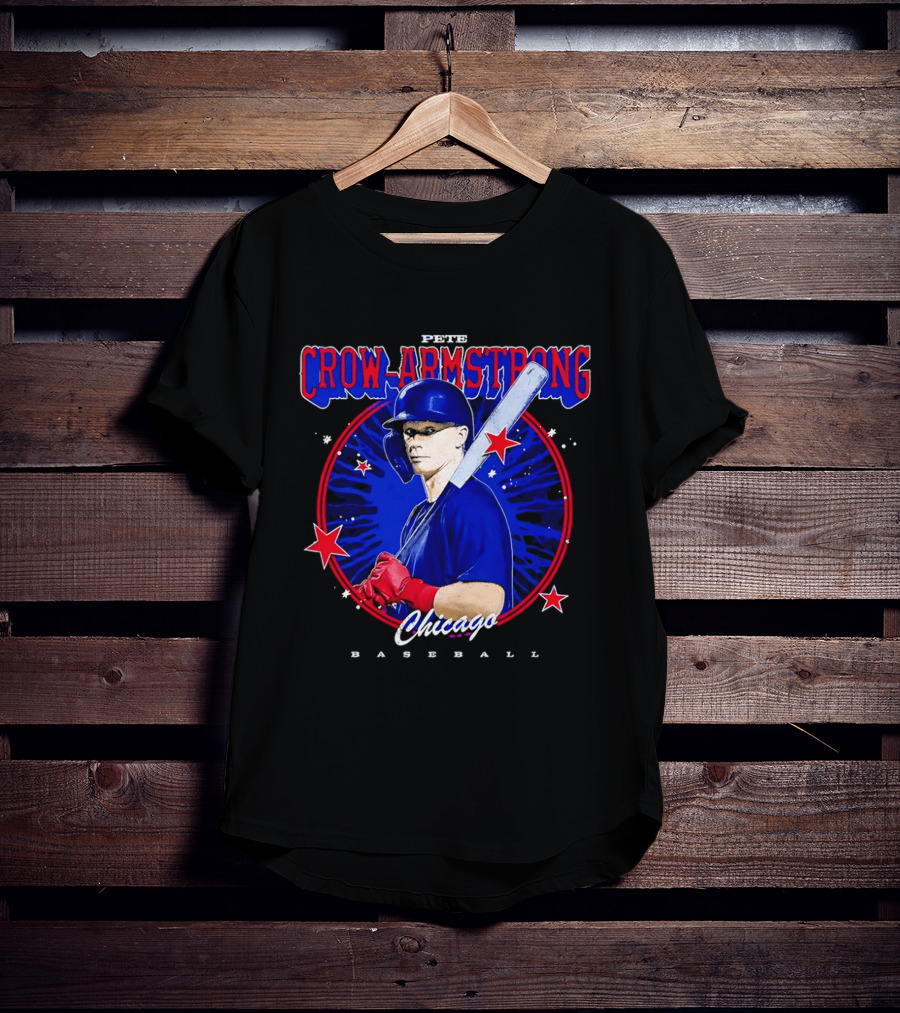 Chicago Baseball Pete Crow Armstrong Batting Photo Red Stars T-Shirt