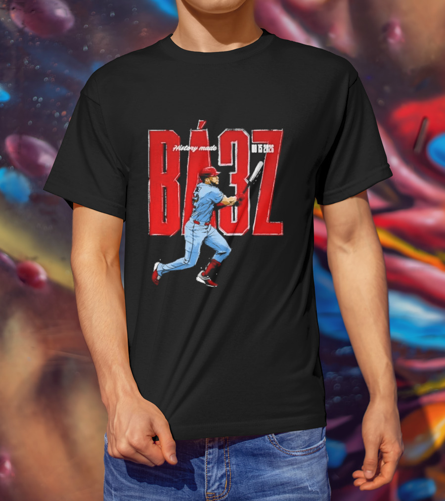 History Made Baez 08 15 2026 Baseball Player Swinging Bat Sketch T-Shirt