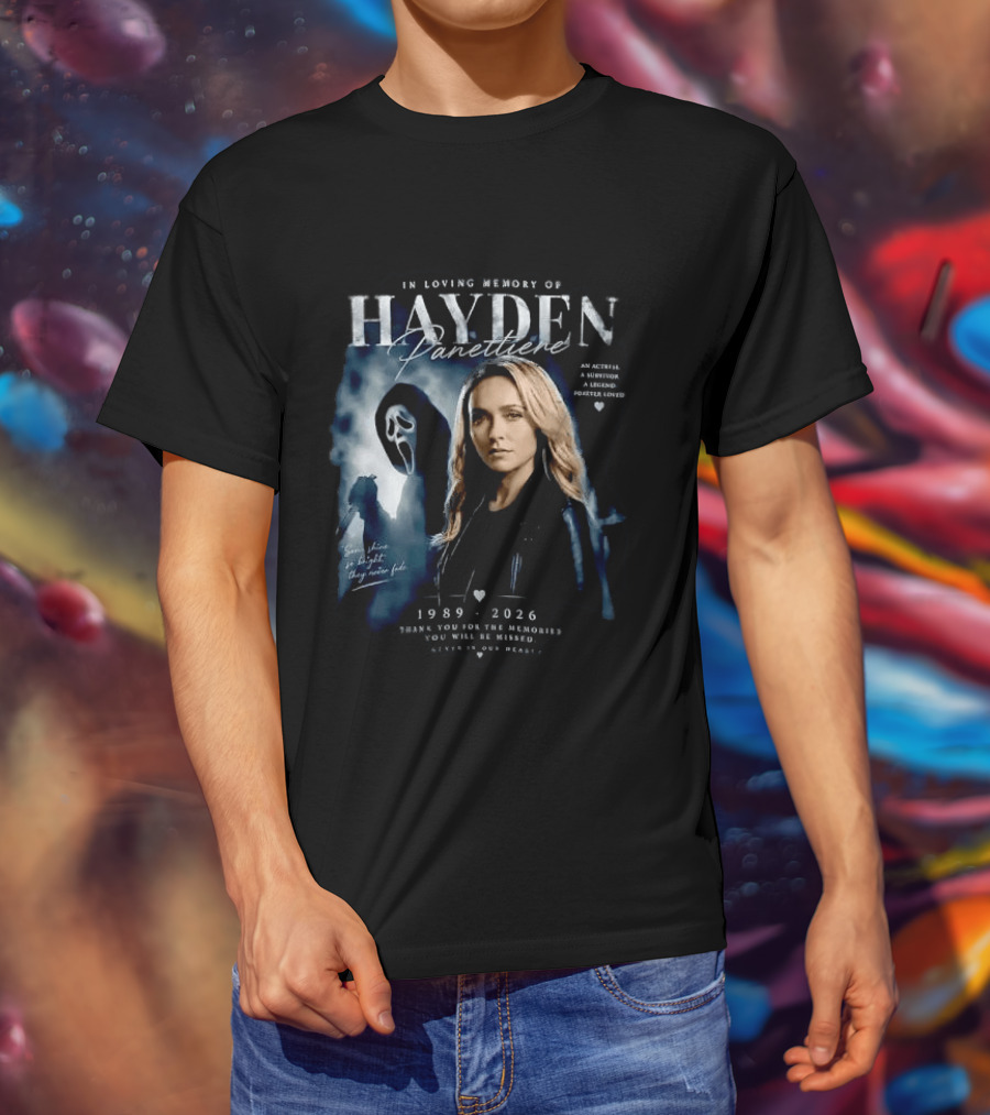 In Loving Memory Of Actress Hayden Panettiere 1989 2026 With Ghostface Shadow T-Shirt