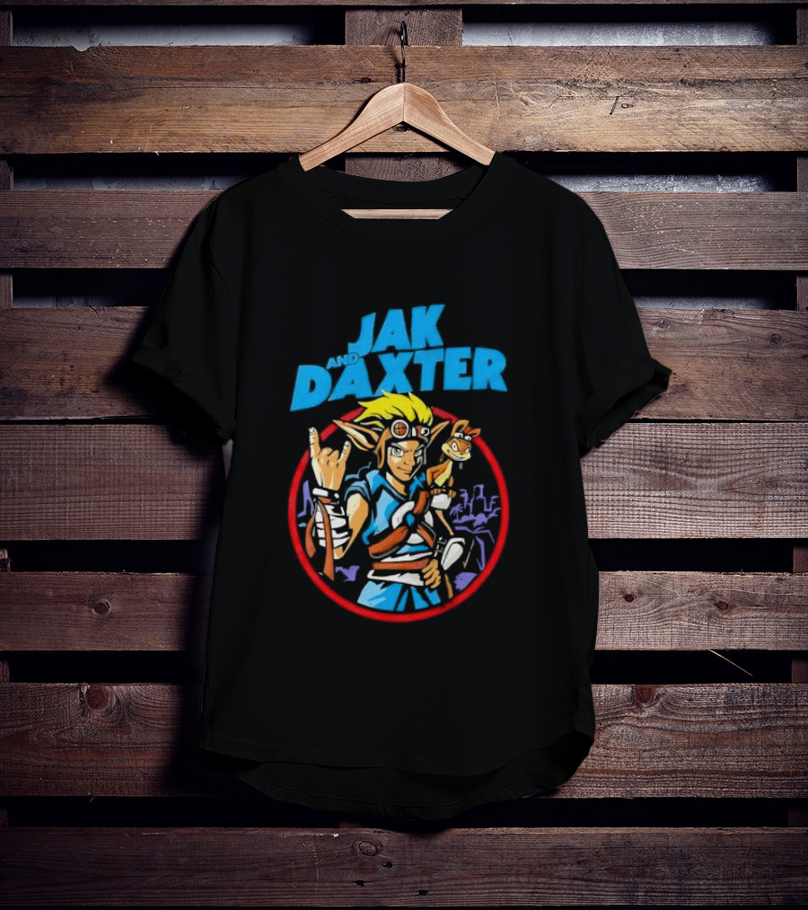 Jak And Daxter Cartoon Hero With Goggles In Red Circle T-Shirt