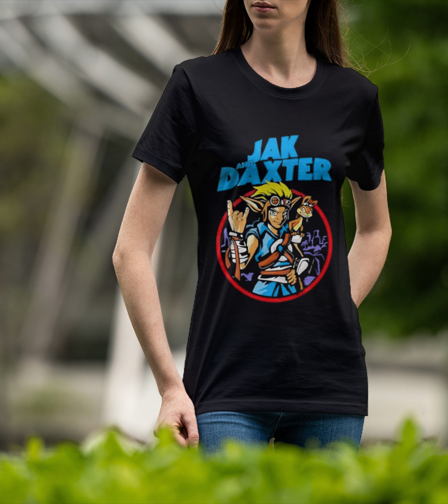 Jak And Daxter Cartoon Hero With Goggles In Red Circle T-Shirt