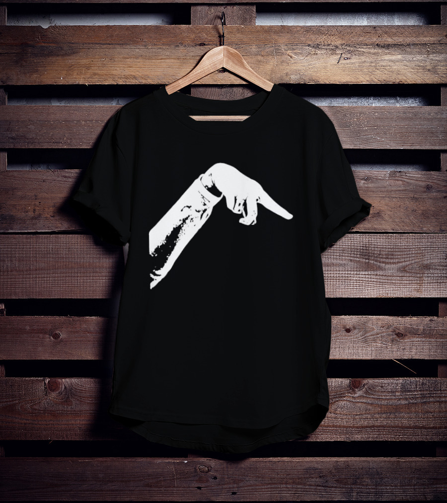 Monochrome Pointing Hand Sleeve Downward T-Shirt