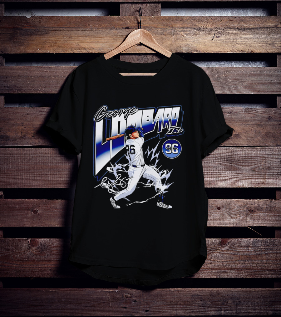 George Lombardo Jr 96 Baseball Player Swinging Bat Lightning T-Shirt