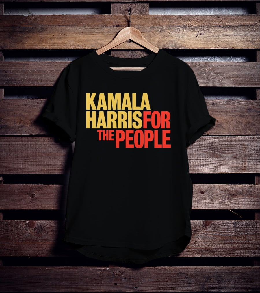 Kamala Harris For The People Text Classic Bold Yellow And Red T-Shirt
