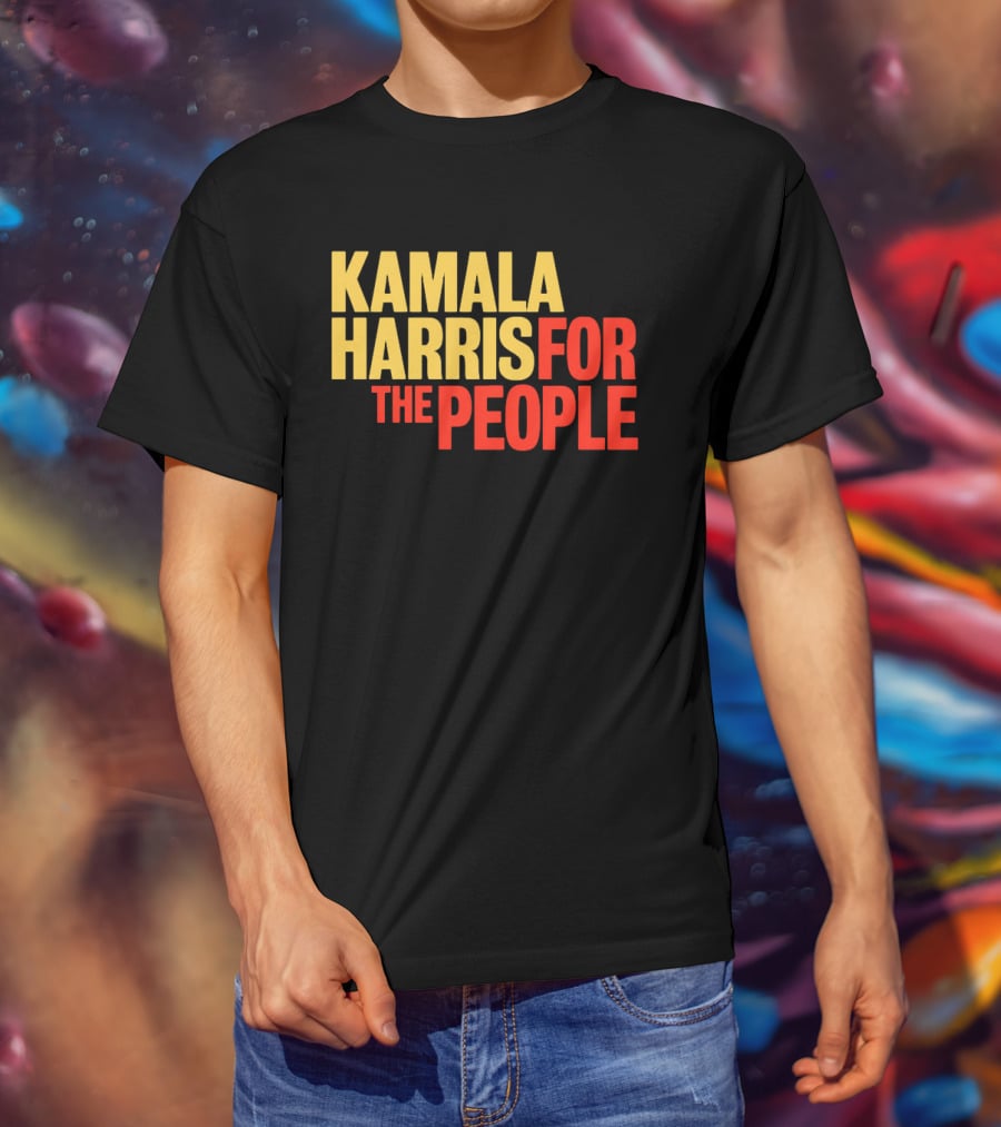 Kamala Harris For The People Text Classic Bold Yellow And Red T-Shirt