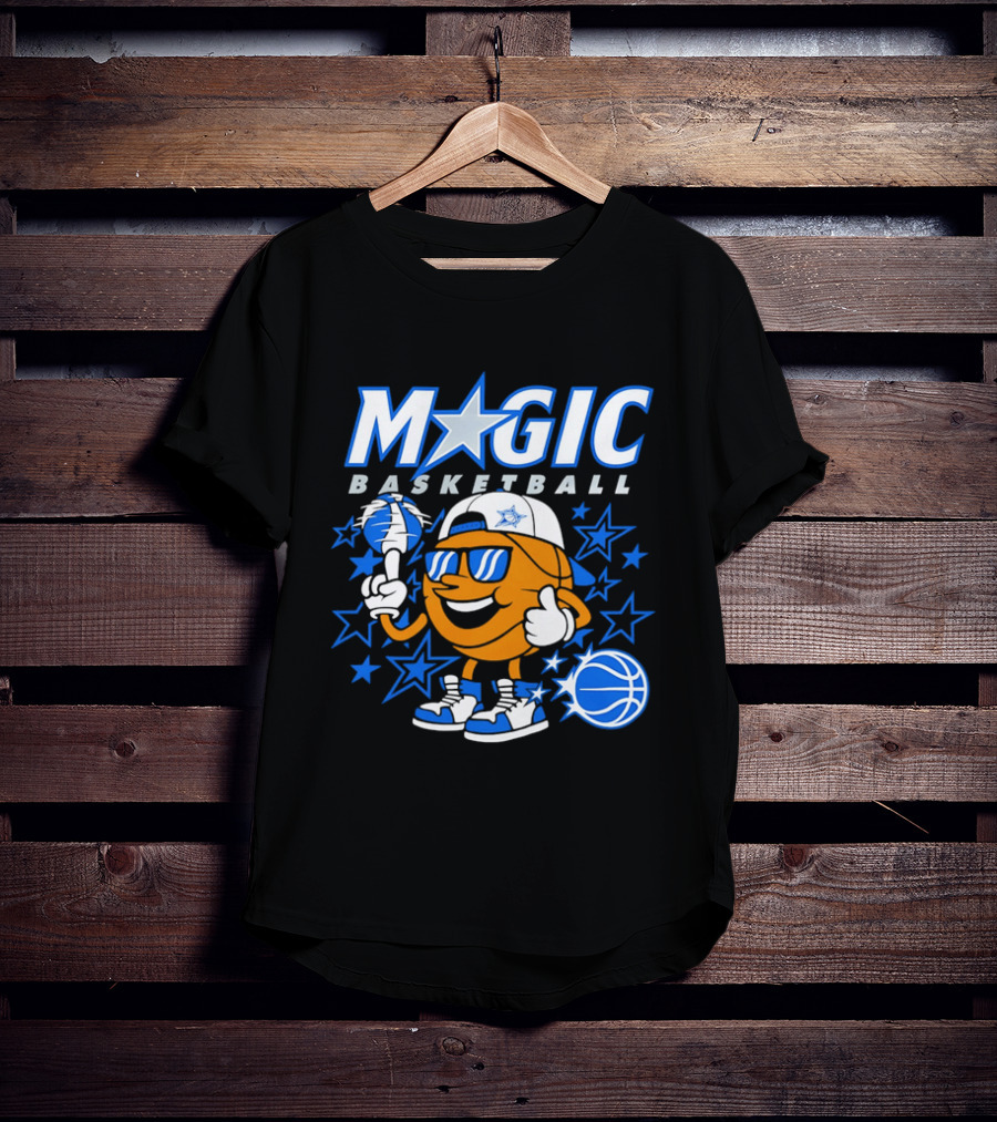 Magic Basketball Cartoon With Sunglasses And Stars T-Shirt