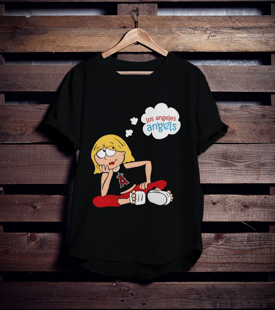 Los Angeles Angels MLB Blonde Girl Thought Bubble Sitting Pose T-Shirt