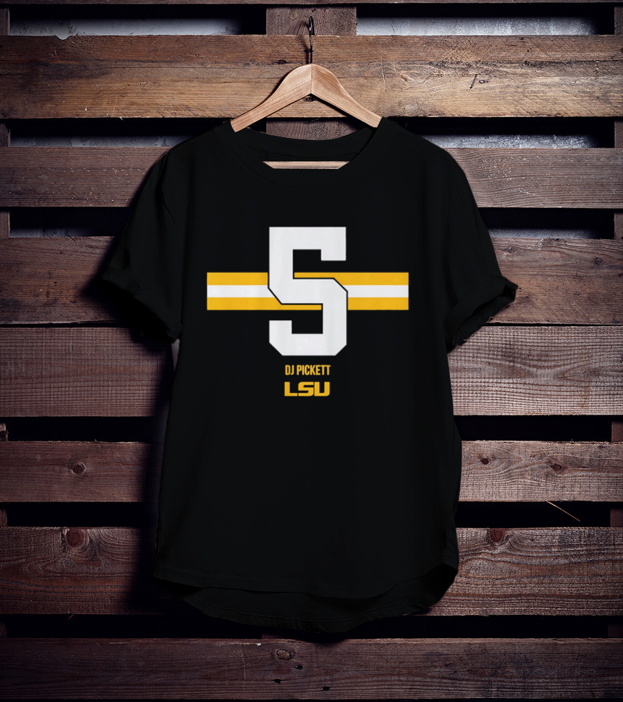LSU Tigers DJ Pickett Number 5 Yellow T-Shirt