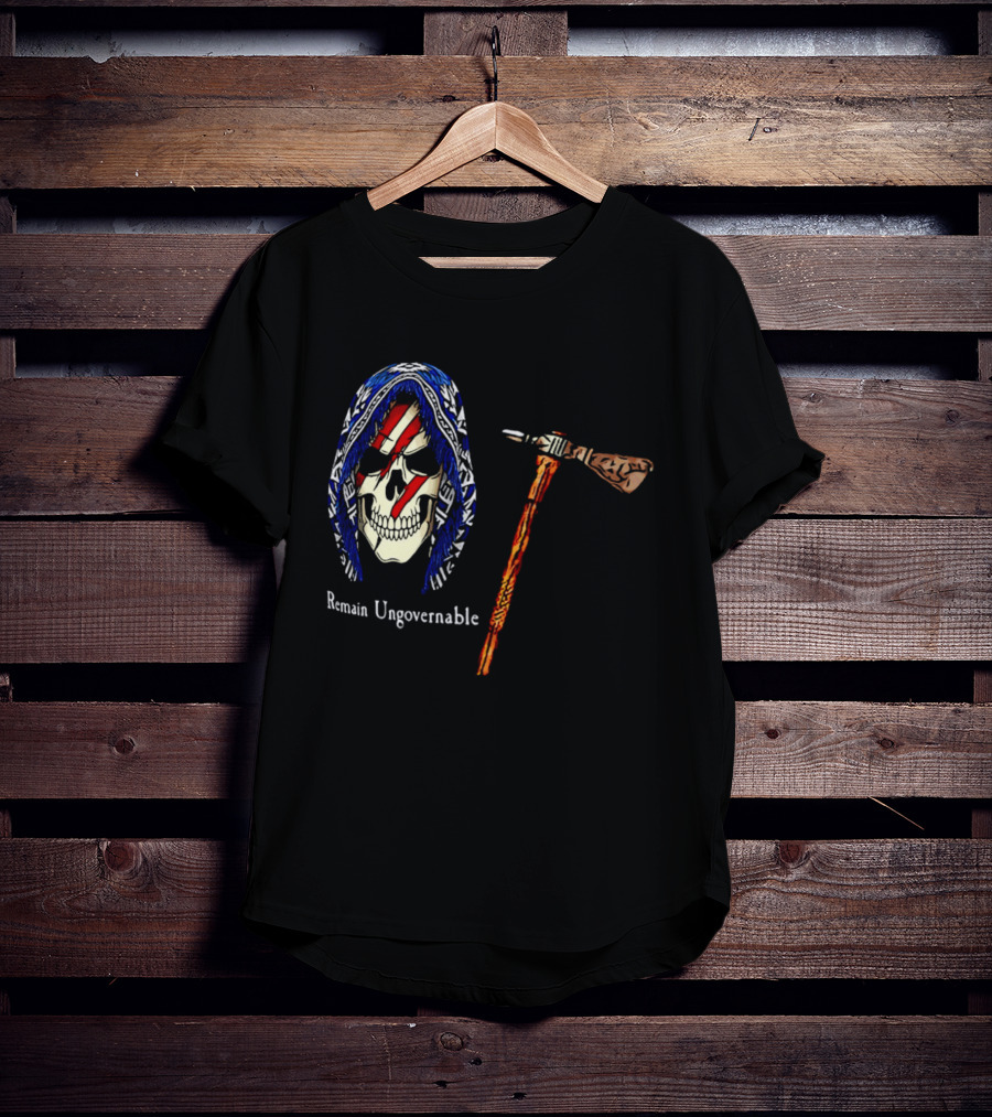Remain Ungovernable Hooded Skull With Hammer Anti Authority T-Shirt