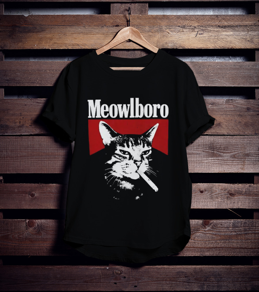 Meowlboro Cat Cigarette Parody With Smoking Cat And Red T-Shirt