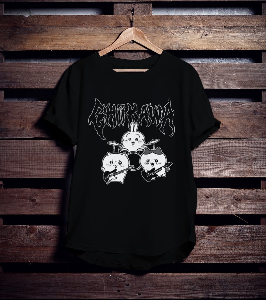 Chiikawa Kawaii Metal Band Characters With Instruments T-Shirt