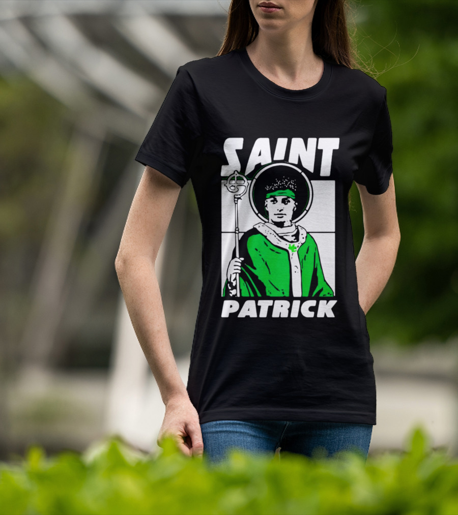 Saint Patrick Mahomes Kansas City Chiefs Iconic Green Halo And Staff T-Shirt