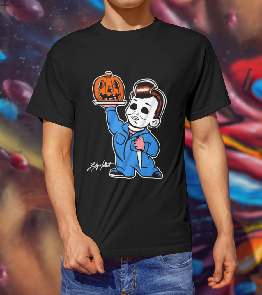 Michael Myers Big Boy Halloween Pumpkin Knife T-Shirt