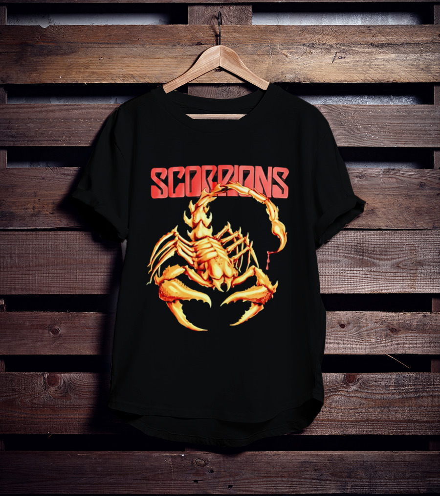 Scorpions Golden Metallic Skeleton Dripping Blood T-Shirt