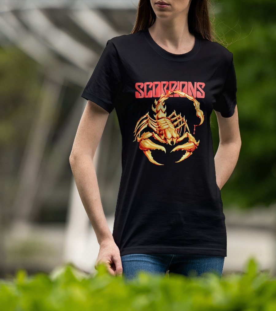 Scorpions Golden Metallic Skeleton Dripping Blood T-Shirt