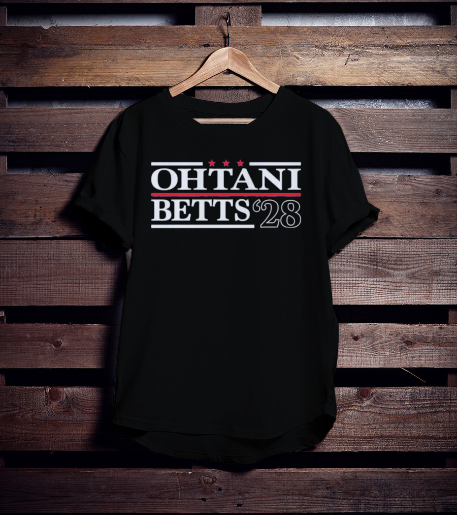 Ohtani Betts 2028 Dodgers Stars Three Red Campaign T-Shirt