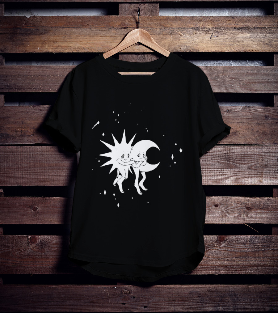 Steady Hands Sun Moon Black White Stars Walking T-Shirt