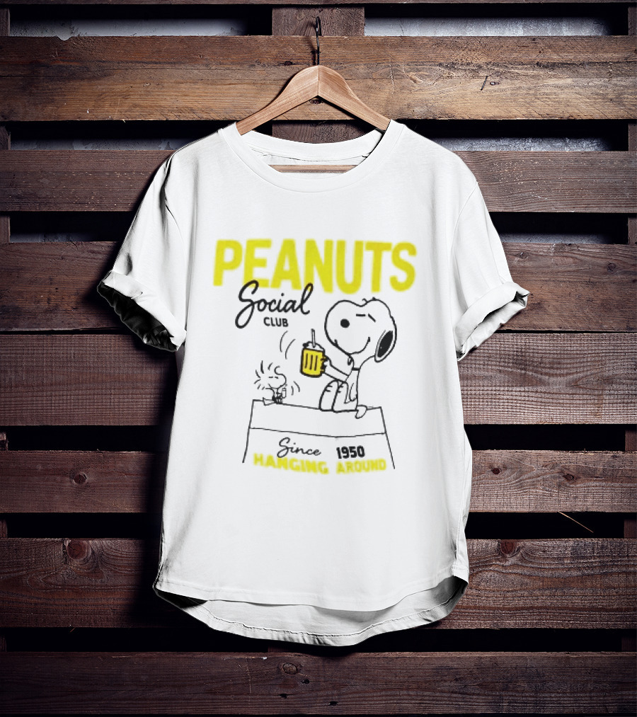 Peanuts Social Club Since 1950 Hanging Around Snoopy Woodstock T-Shirt