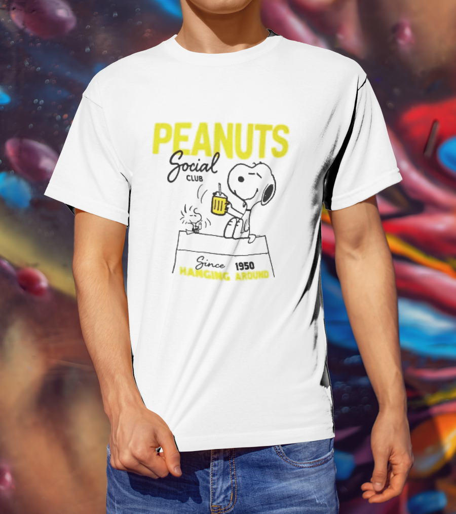 Peanuts Social Club Since 1950 Hanging Around Snoopy Woodstock T-Shirt