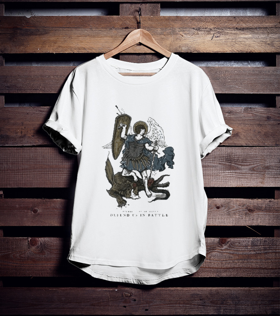 Saint Mxxxxxx Archangel Michael Defend Us In Battle Medieval Angelic Warrior T-Shirt